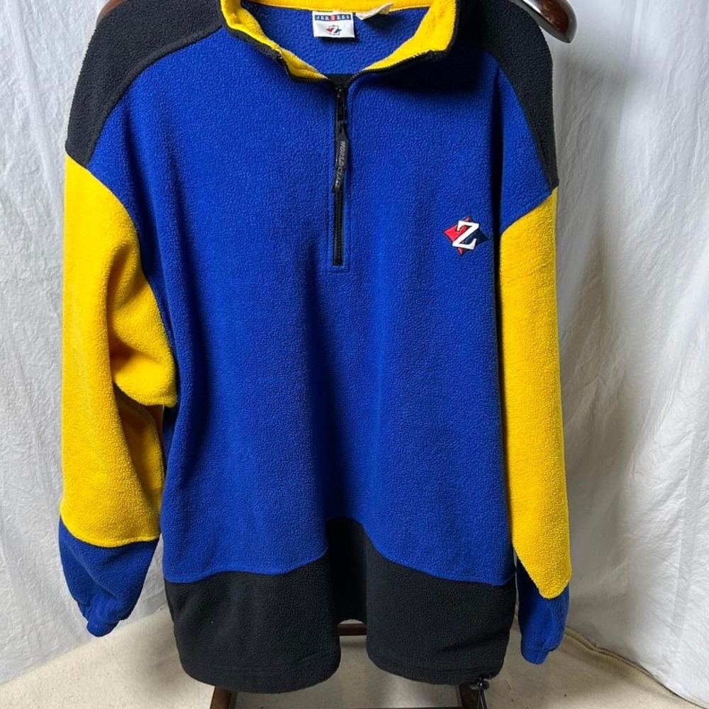Vintage 90s "Z" Colorblock Quarter-Zip Fleece Pullover - zip collar fleece Large